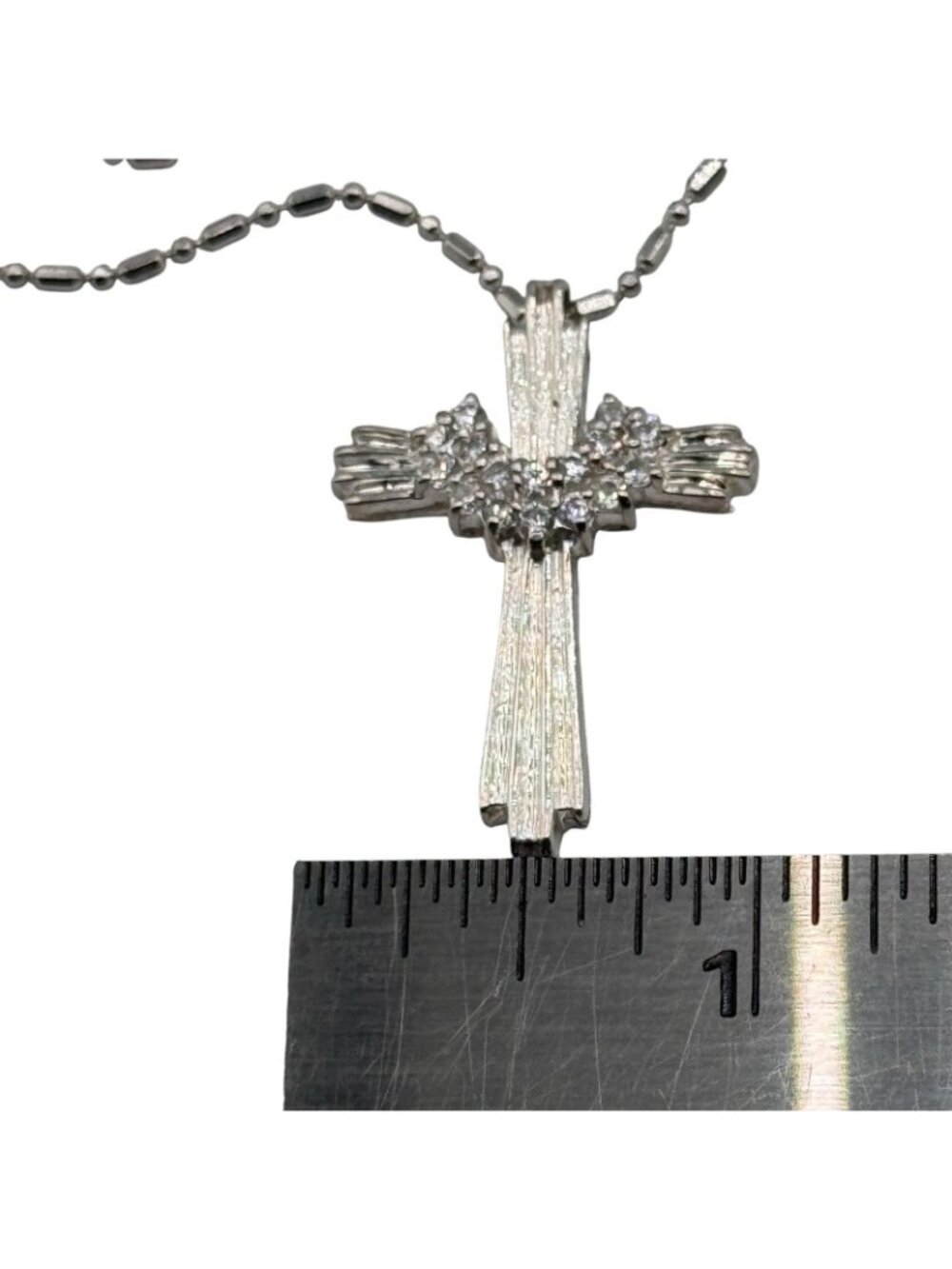 Christian Cross Sterling Silver Pendant Necklace Draped with Elegant Sash 24" - Picture 7 of 16